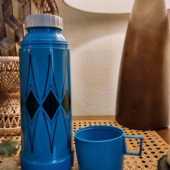 Thermos Other - Retro Blue and Black Argyle Thermos